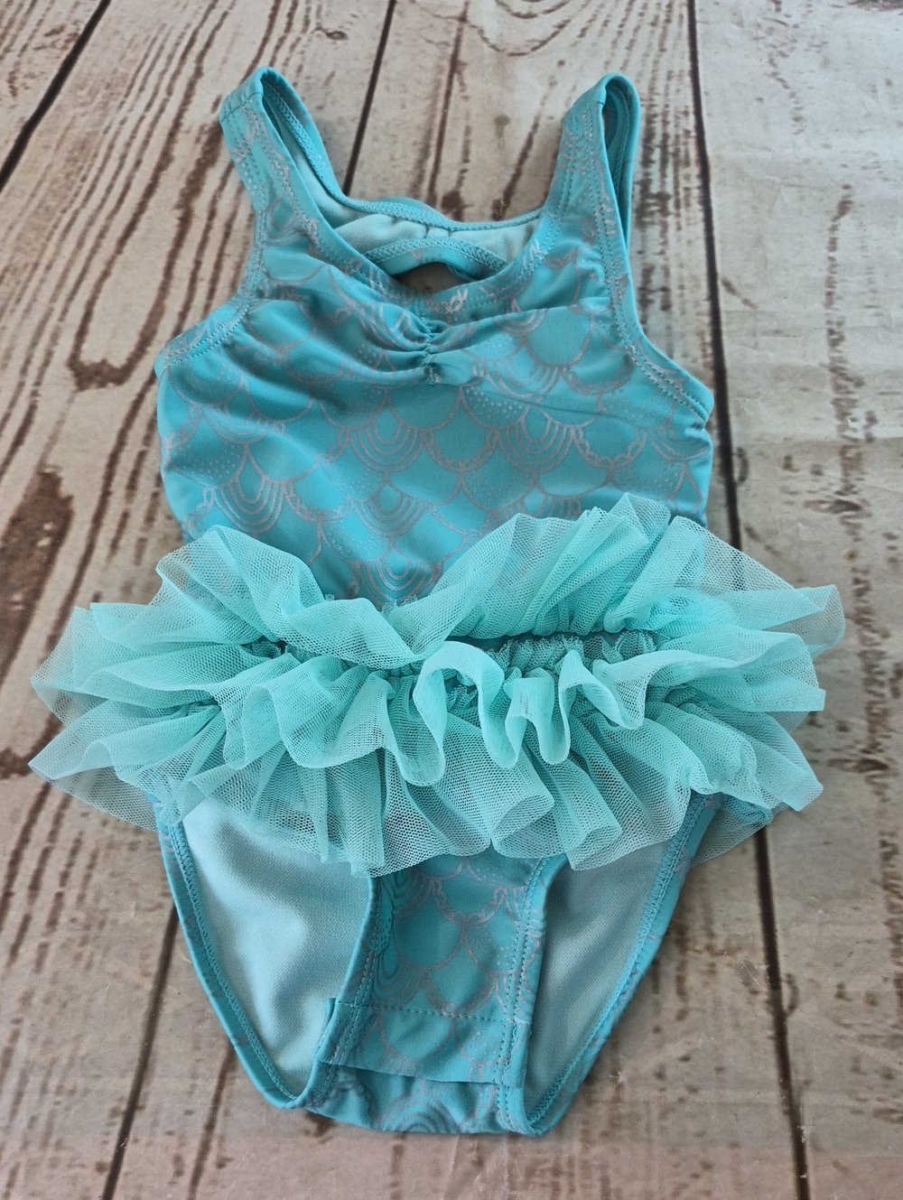 Cat & Jack One Piece Swimsuit With Attached Tutu Style Skirt Size 18‎ Months